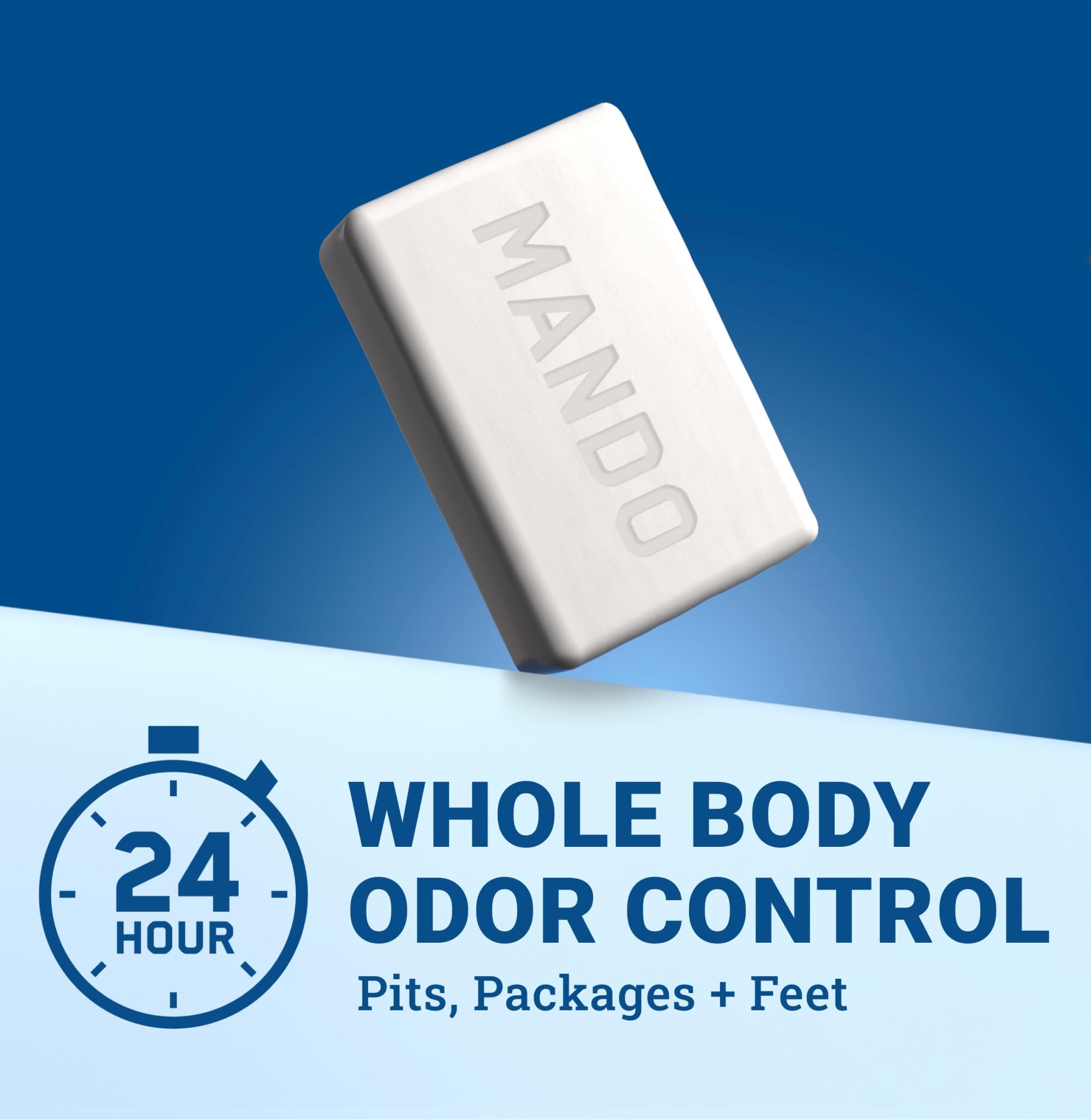 Mando whole body deodorant soap bar for men showing triple milled texture