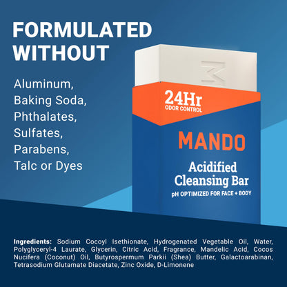 Mando doctor developed pH optimized cleansing bar side angle