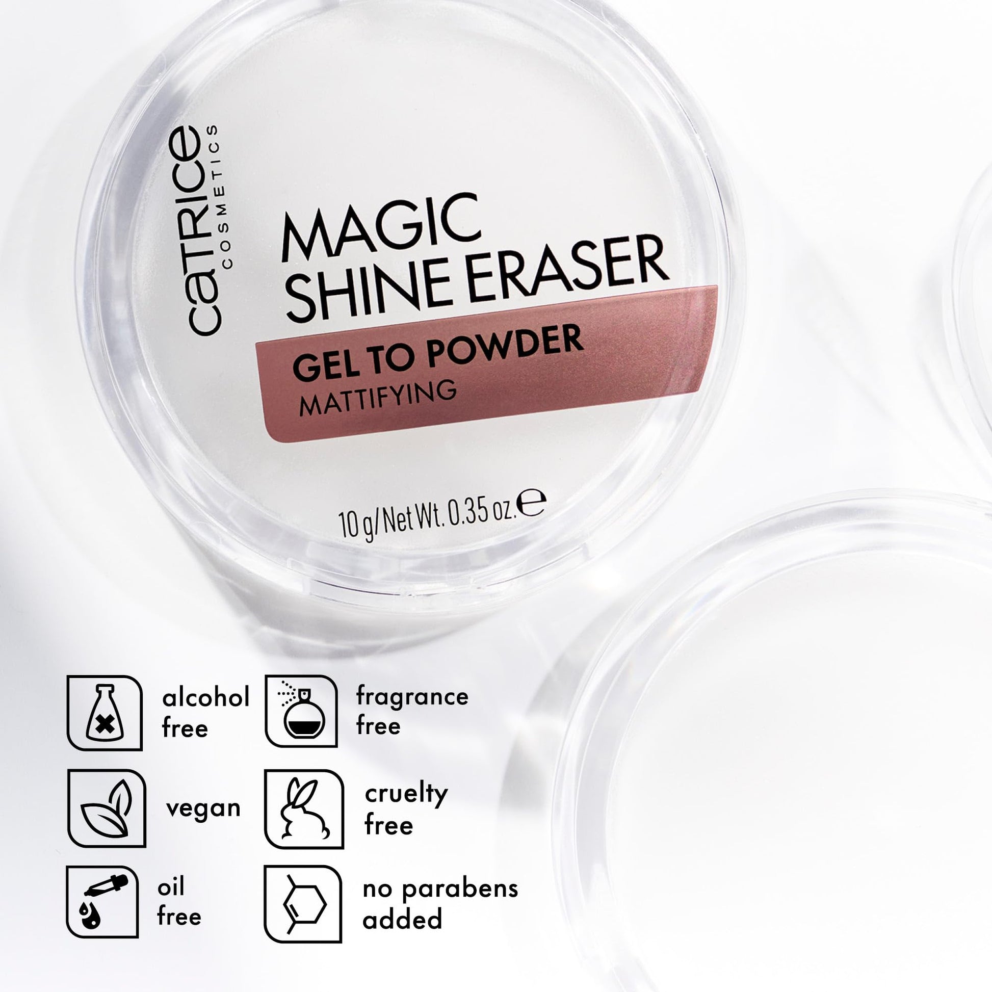 Catrice soft focus effect shine eraser gel close up texture shot.