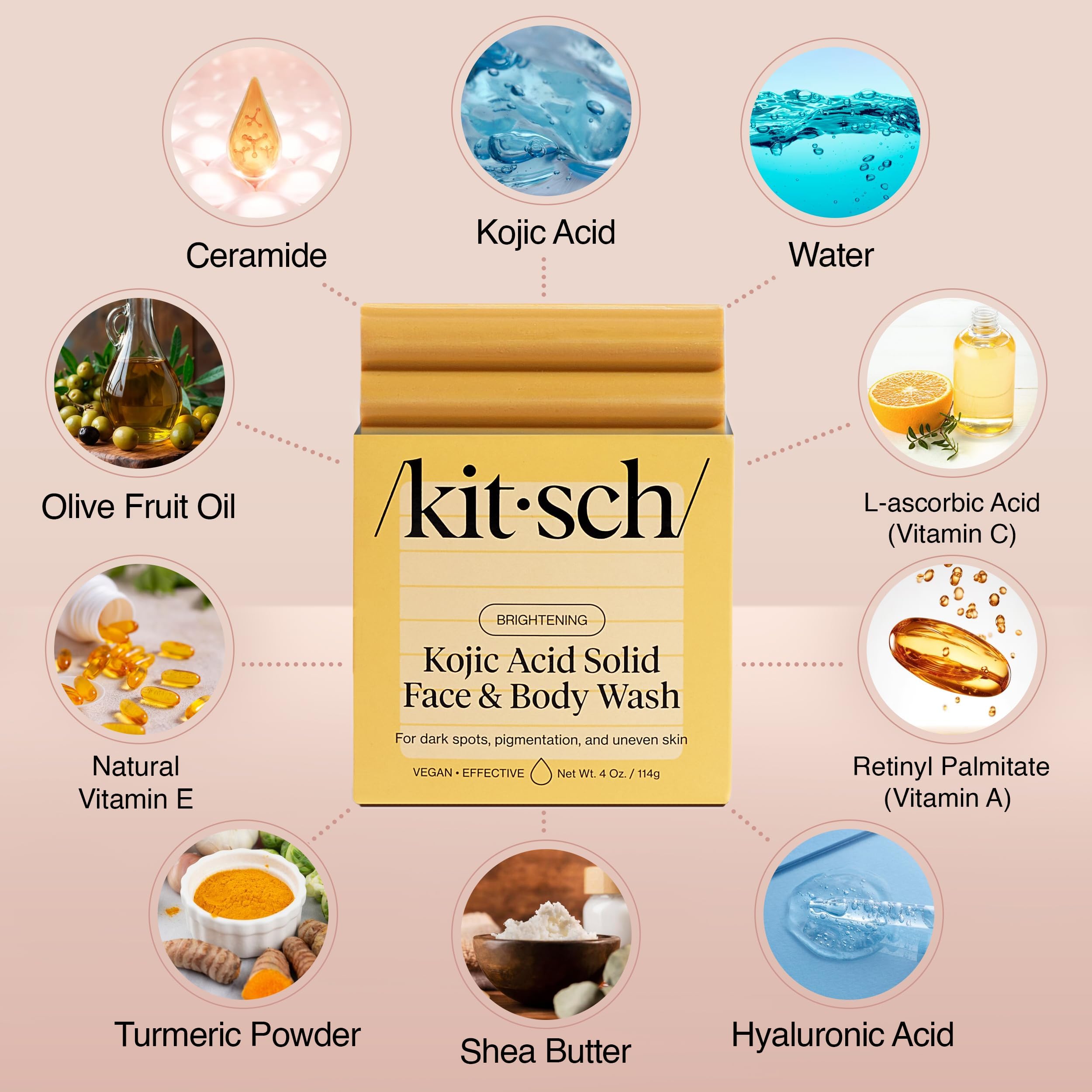 Kitsch Turmeric Soap Bar being lathered in hands for face wash use