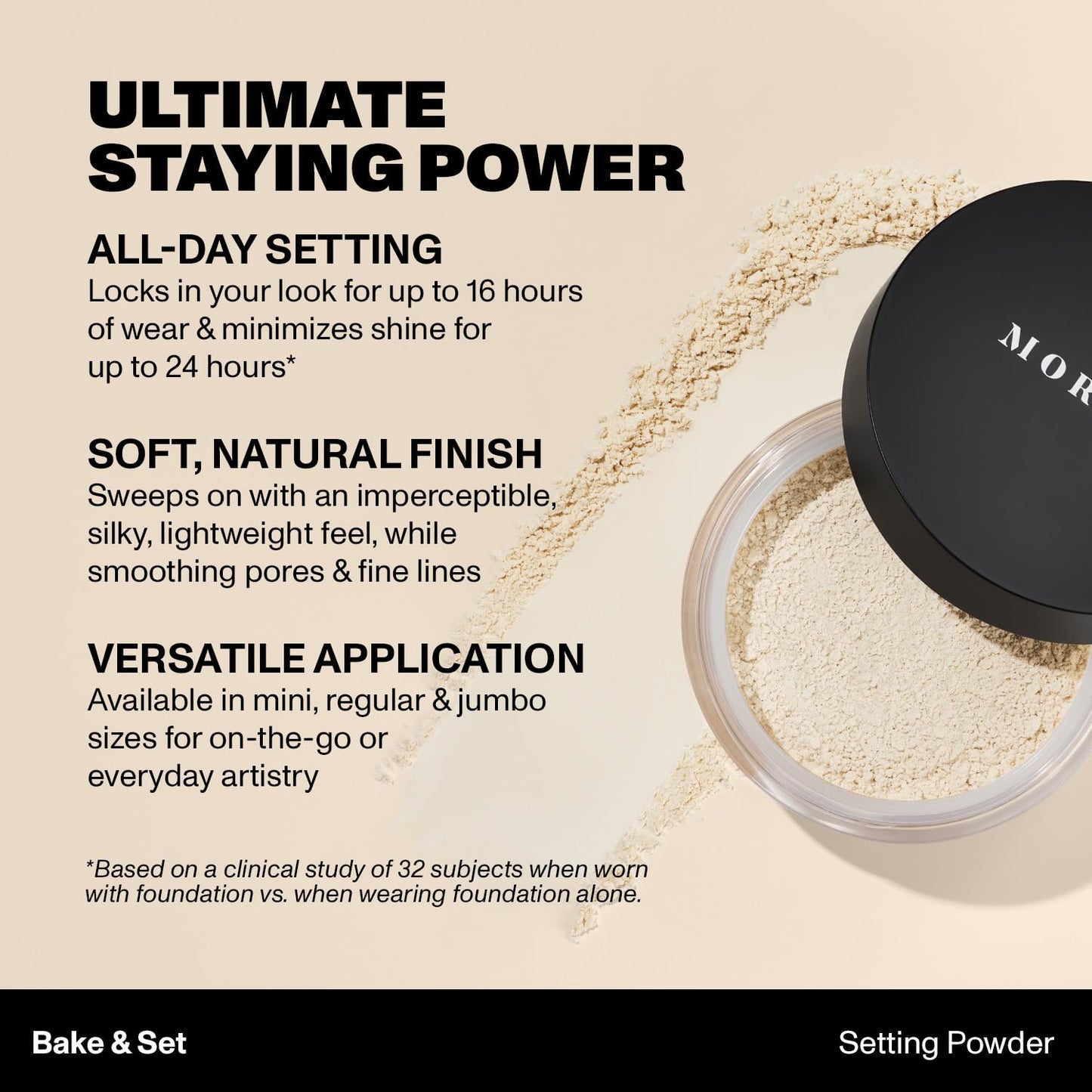 Under eye brightening loose powder by Morphe in Brightening Pink shade for color correcting.