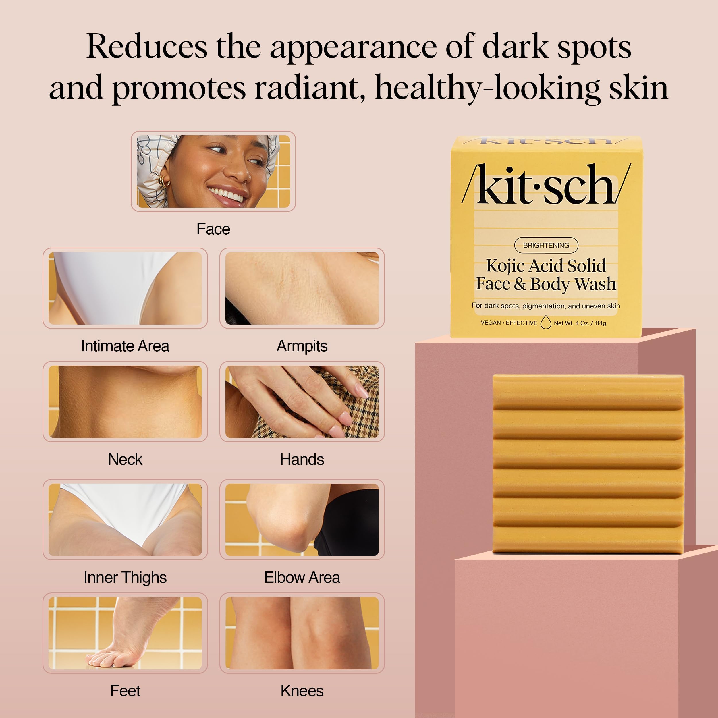 Kitsch Kojic Acid Face and Body Bar showing natural texture and color