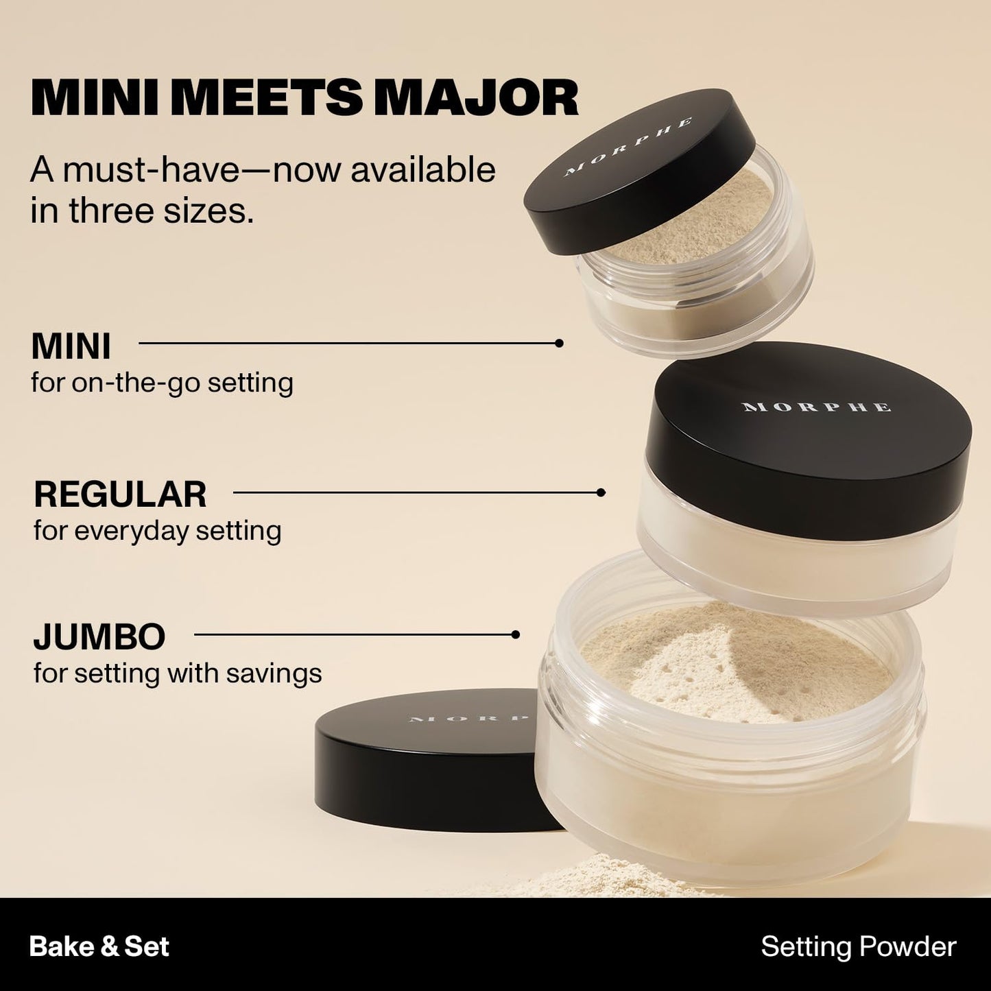 Morphe 24 hour shine control matte face powder mini size packaging details.