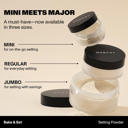 Morphe 24 hour shine control matte face powder mini size packaging details.