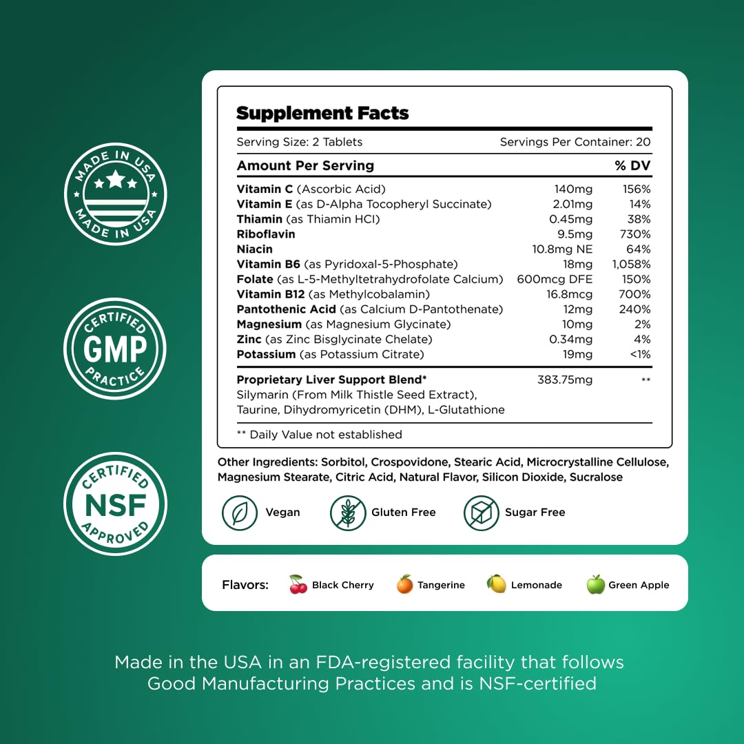 H-PROOF doctor developed alcohol metabolism chewable vitamins for liver support