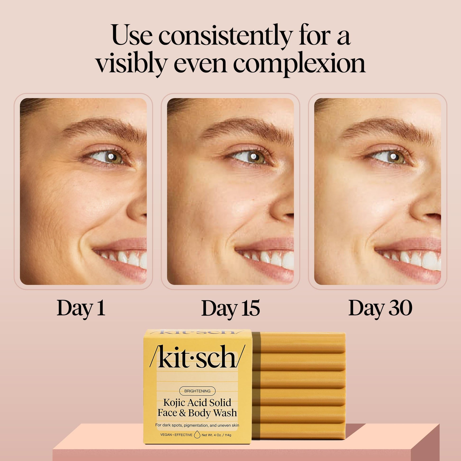 Kitsch Brightening Soap Bar packaging highlighting the key ingredients list