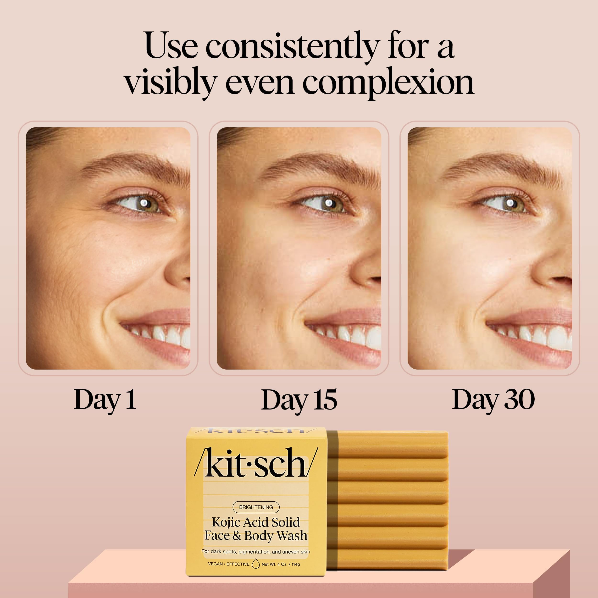 Kitsch Brightening Soap Bar packaging highlighting the key ingredients list