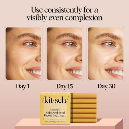 Kitsch Brightening Soap Bar packaging highlighting the key ingredients list