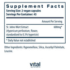 Vital Nutrients St John's Wort 90 capsules bottle label details