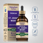 Piping Rock St Johns Wort Herbal Tincture bottle placed on a clean white background.