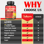 Imported Satoomi six herb synergistic formula bottle showcasing gmp and iso facility icons