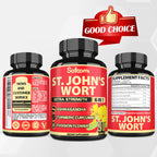 Satoomi ashwagandha and turmeric infused St Johns Wort capsules close up detail shot