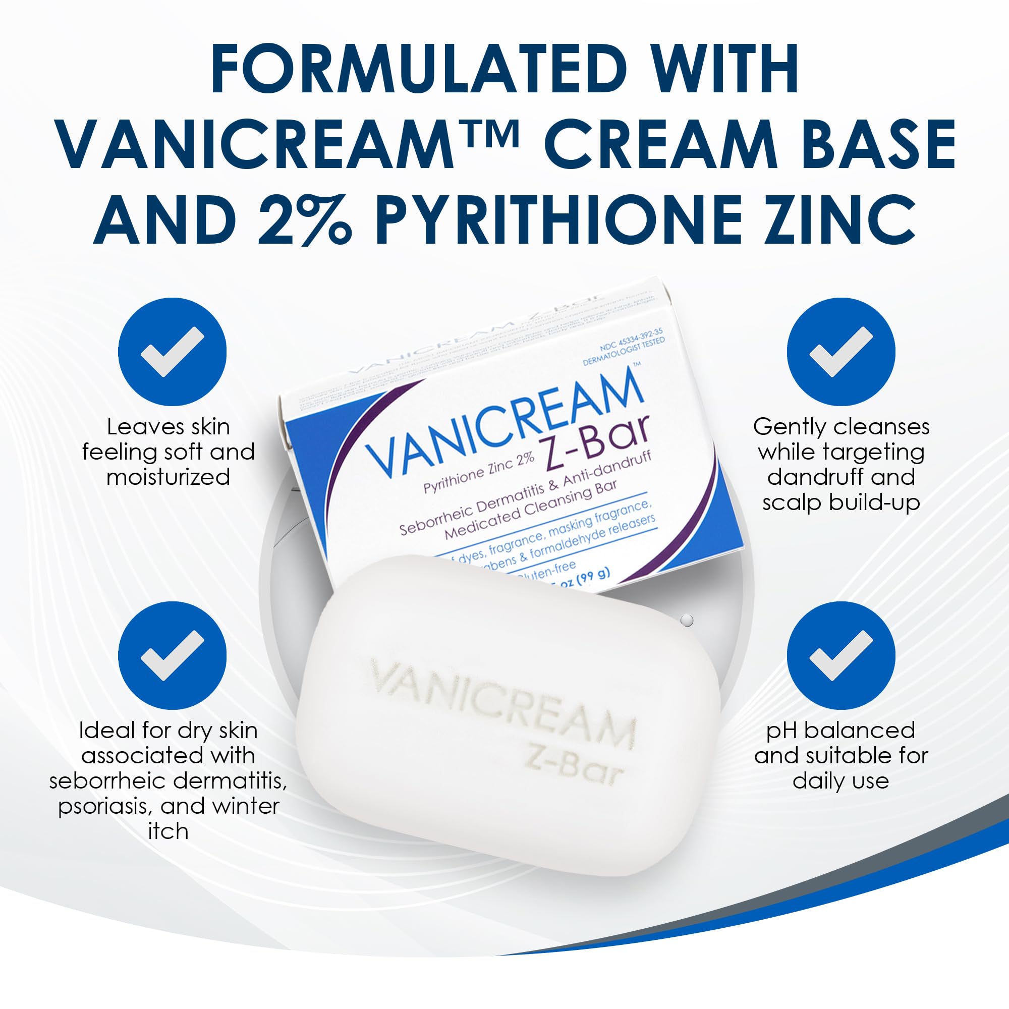 Close up of Vanicream Z Bar soap texture