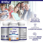 O!VITA St. John's Wort herbal formulation supplement supplement facts label showing standardized hypericin ingredients.