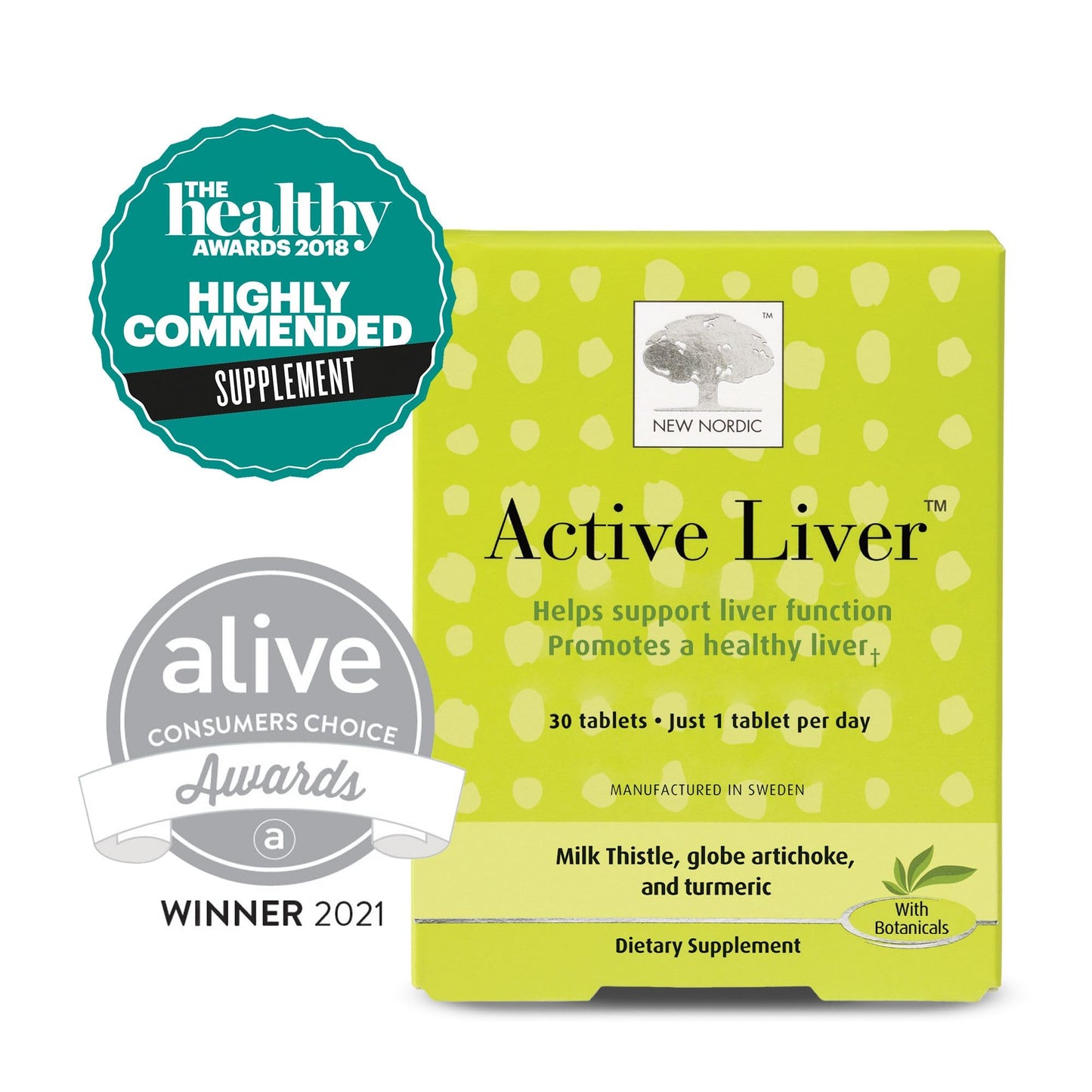 New Nordic Active Liver milk thistle and artichoke tablets container side panel