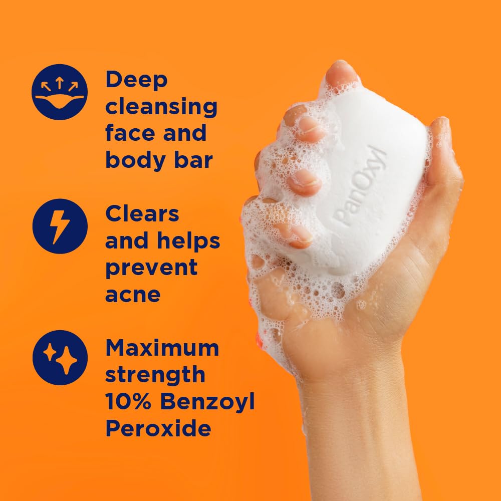 PanOxyl 10 percent benzoyl peroxide soap bar angled side perspective