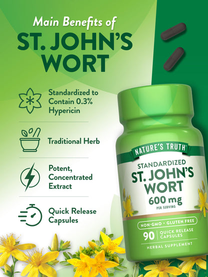Nature's Truth St John's Wort 600mg premium botanical imported health supplement