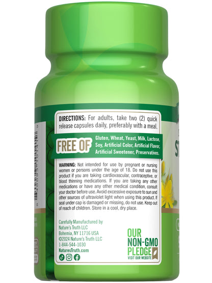 Nature's Truth St John's Wort 90 capsules non GMO gluten free verification seals