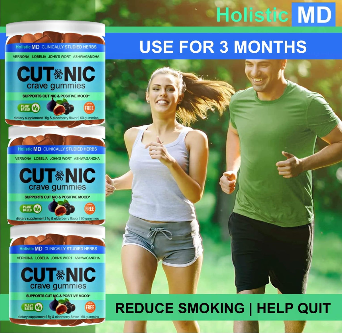 Holistic MD anti smoking botanical dietary supplement side panel with directions for use