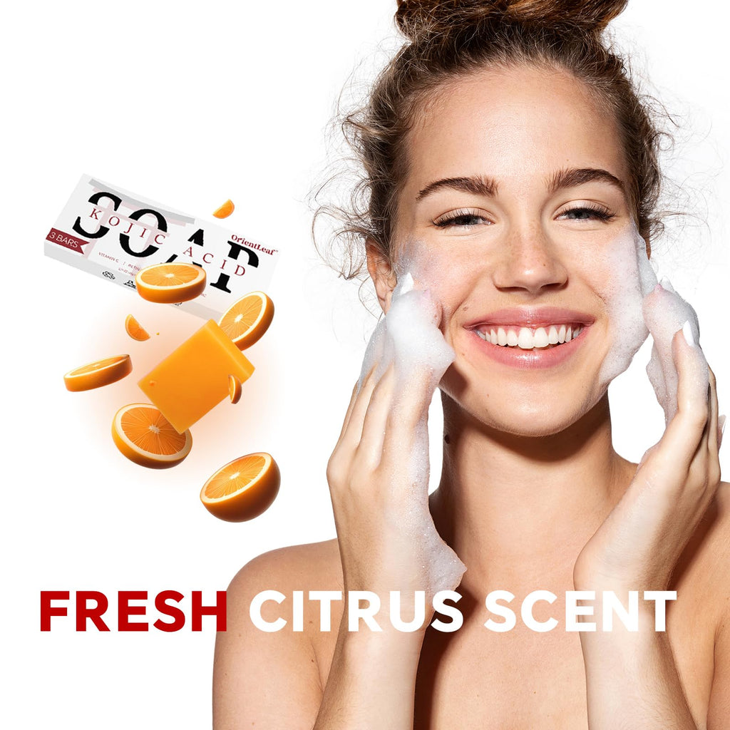 Orientleaf skincare product lifestyle arrangement with citrus accents