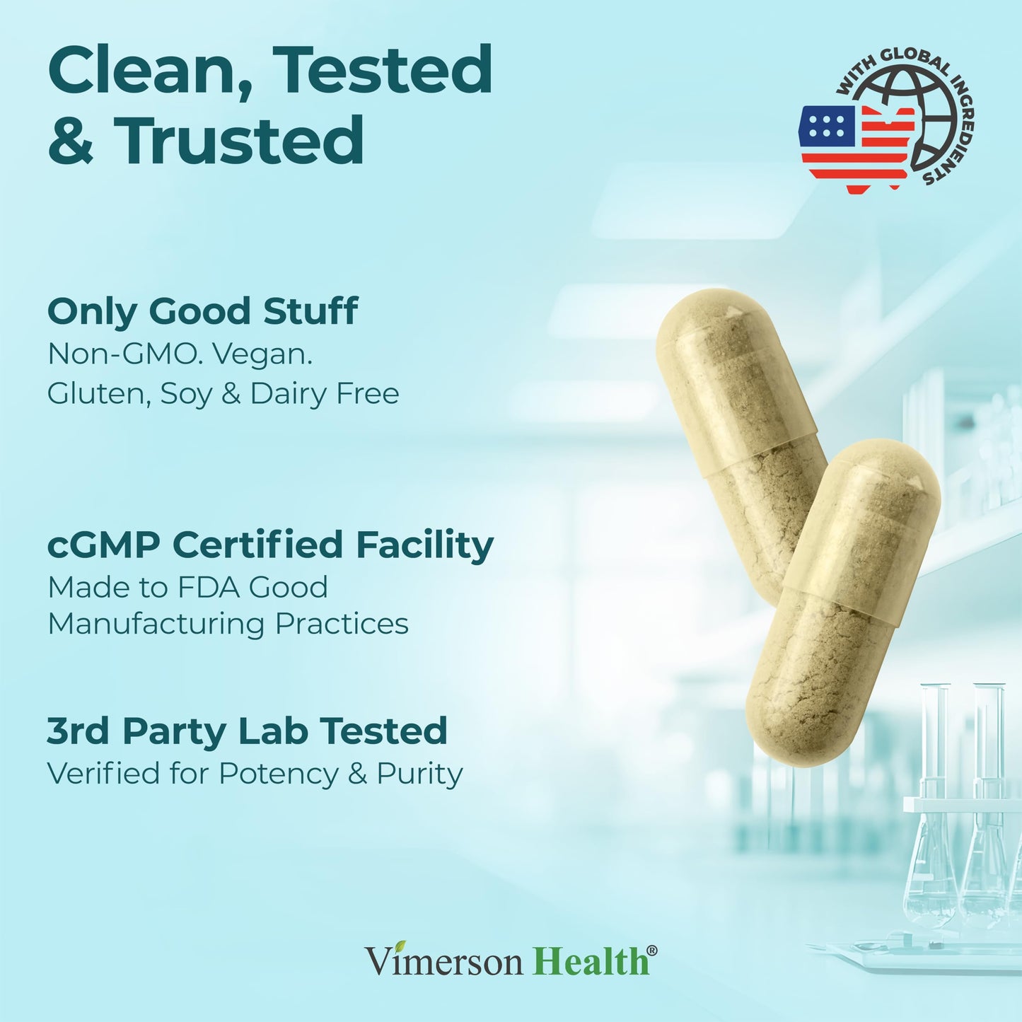 Vimerson Health Mind Clarity and Relaxation supplement capsules displayed next to the premium bottle