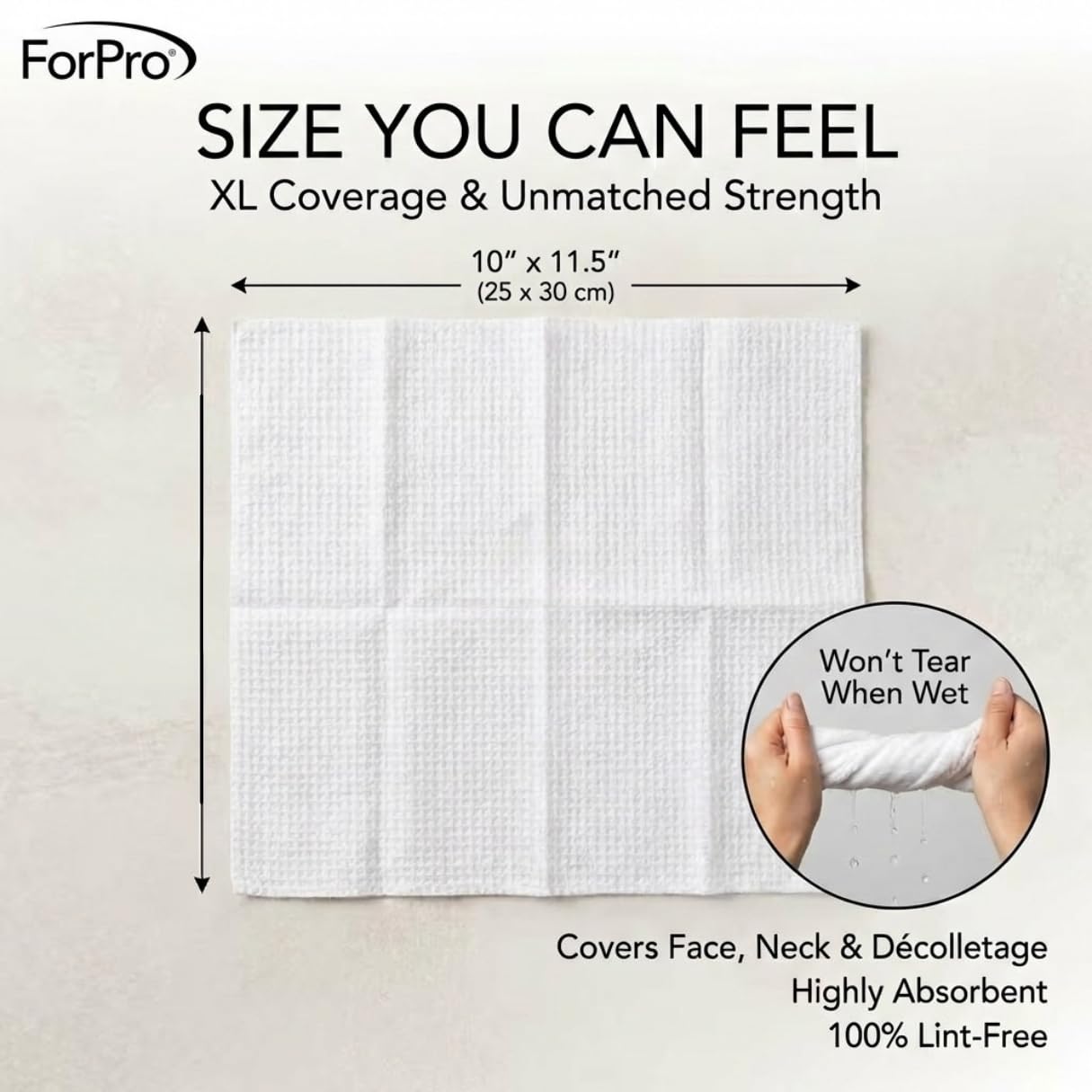 Side by side comparison of dry and wet ForPro facial towel strength