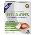 Visual Advantage Lunovus Eyelid Wipes showing individual foil packets