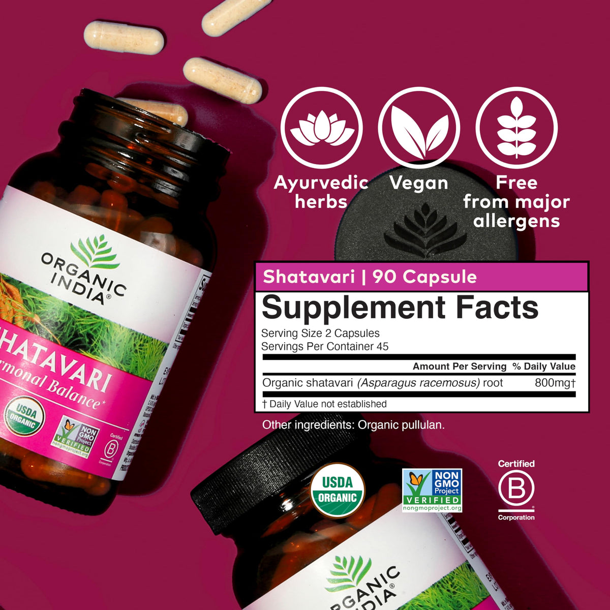 Organic India Shatavari hormonal balance supplement label details