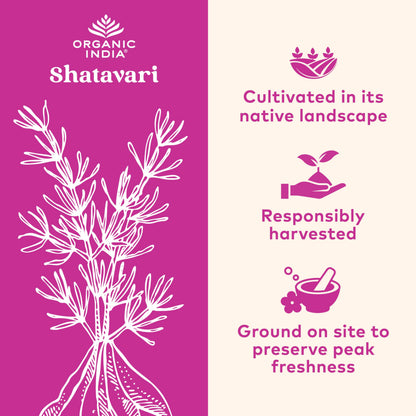 Authentic Organic India Shatavari capsules bottle side view