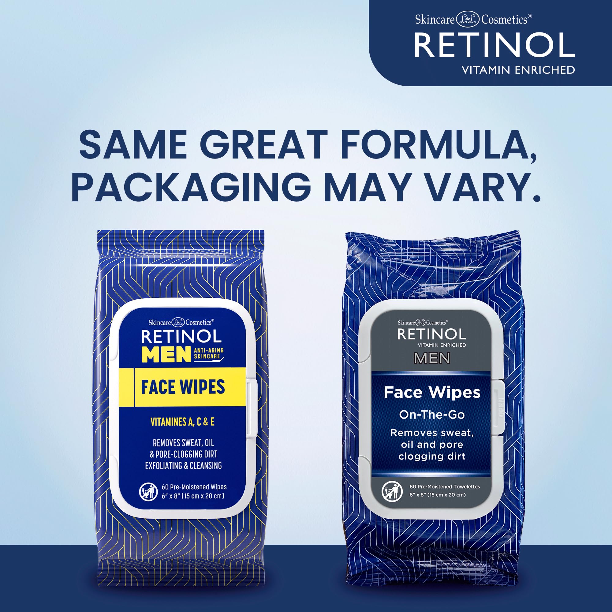Livaura Retinol Men Facial Wipes packaging details and count