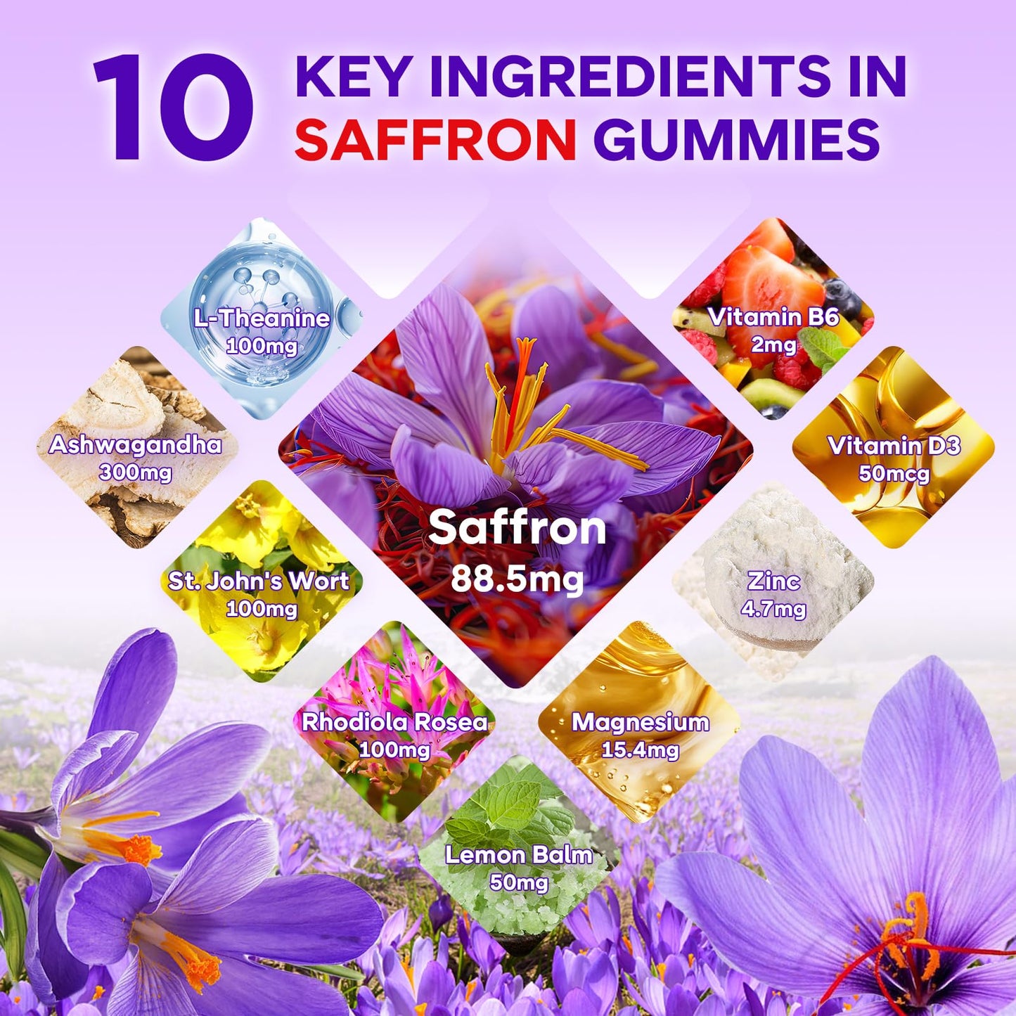 Two pack bundle of MEENCCD saffron extract chewable supplements for children and adults.