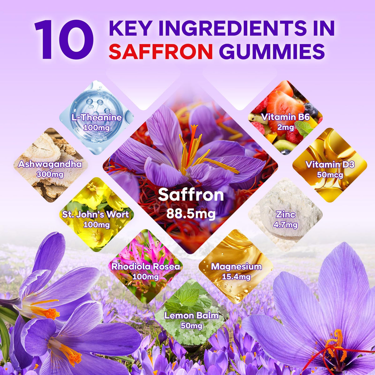 Two pack bundle of MEENCCD saffron extract chewable supplements for children and adults.