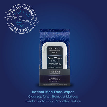 Back of Livaura Retinol Men Facial Wipes showing ingredients