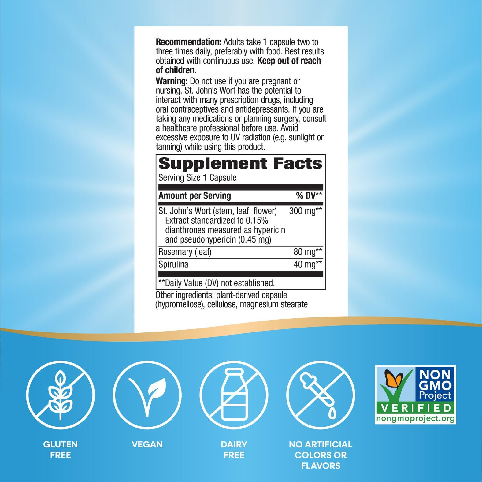 Nature's Way St. John's Wort 90 vegan capsules supplement label