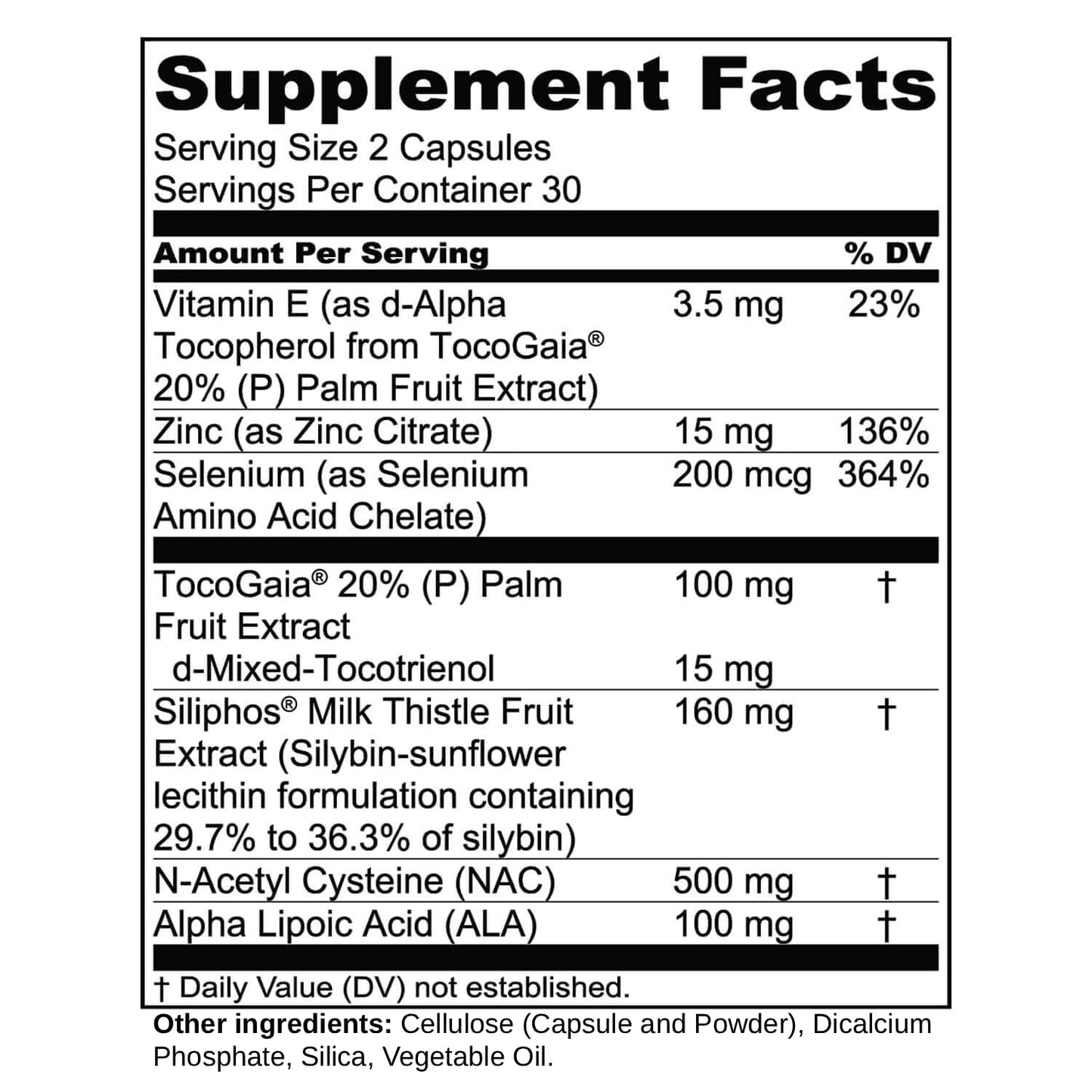 1MD Nutrition advanced formula capsules showing serving size details for daily detox.