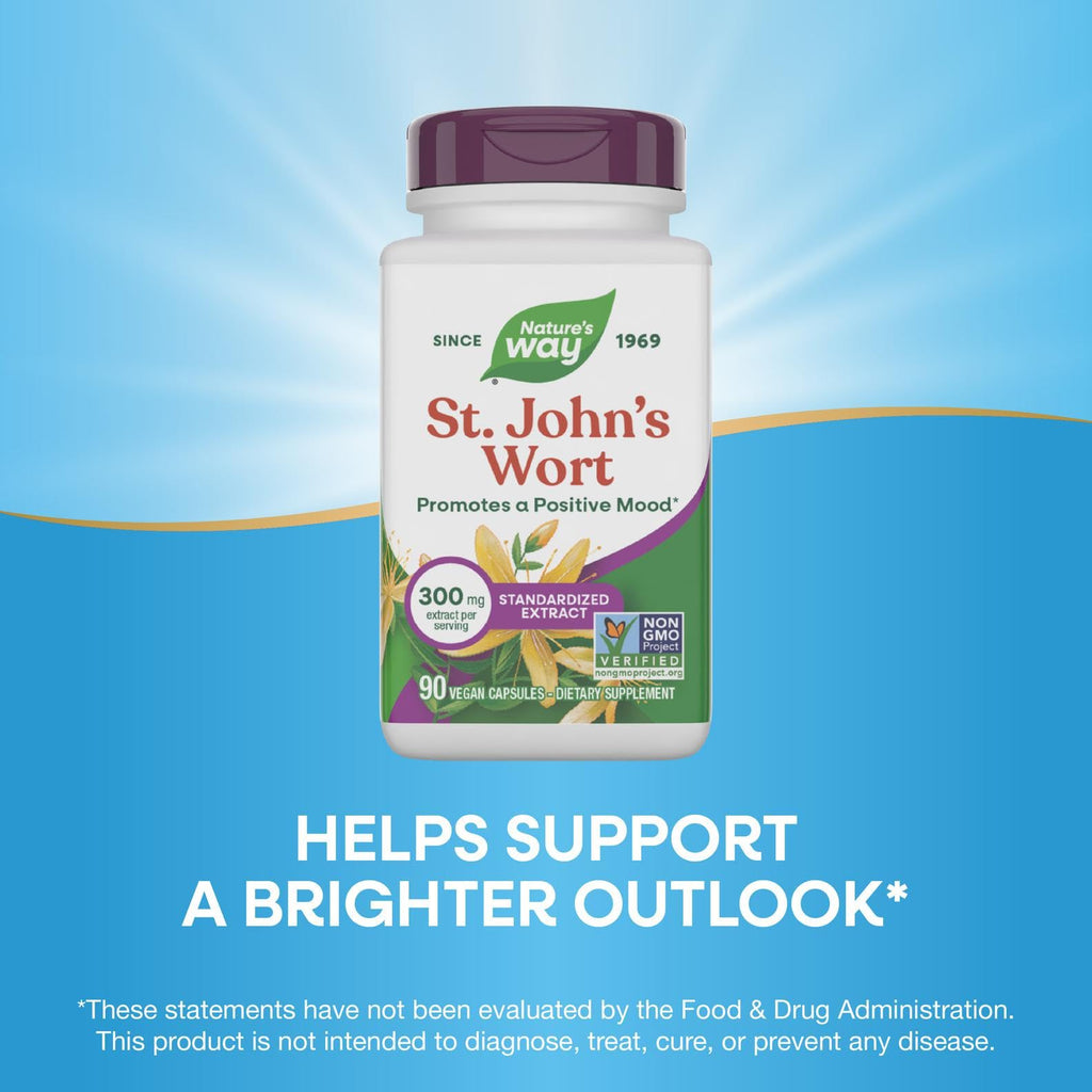 Top view of Nature's Way St. John's Wort supplement bottle cap
