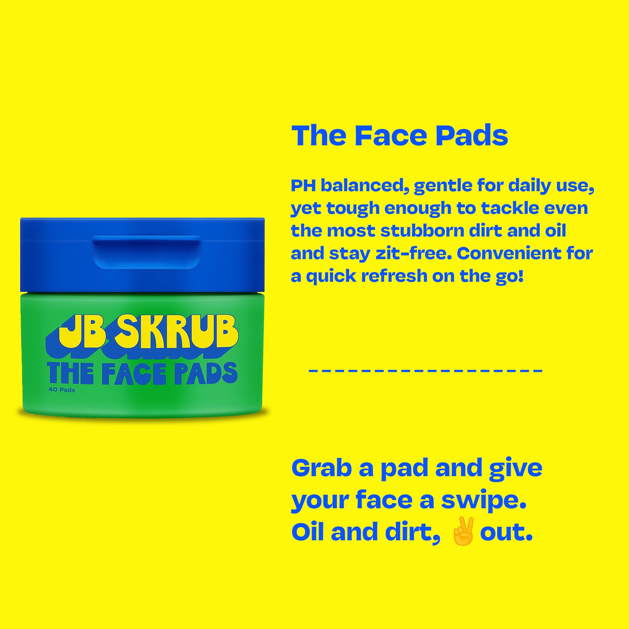 Side view of JB SKRUB acne cleansing wipes jar with branding