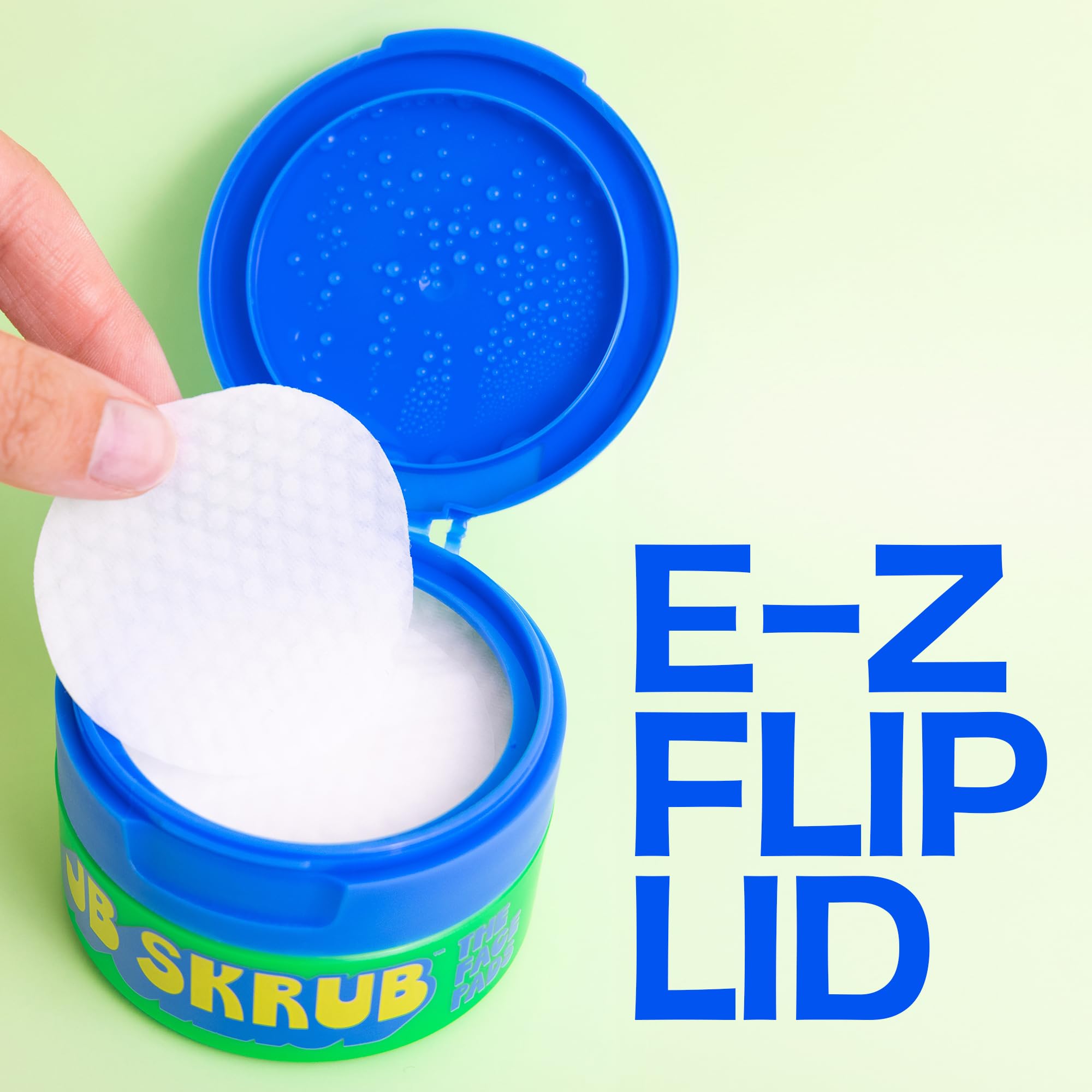 Top view of JB SKRUB 40 count acne face pads container