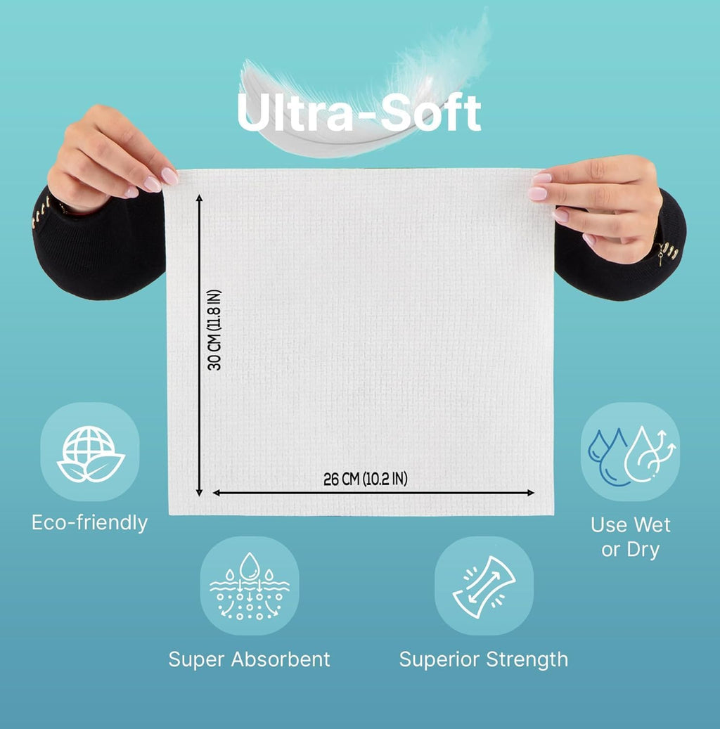Nat and Co Derma Care Pro biodegradable face towels in use