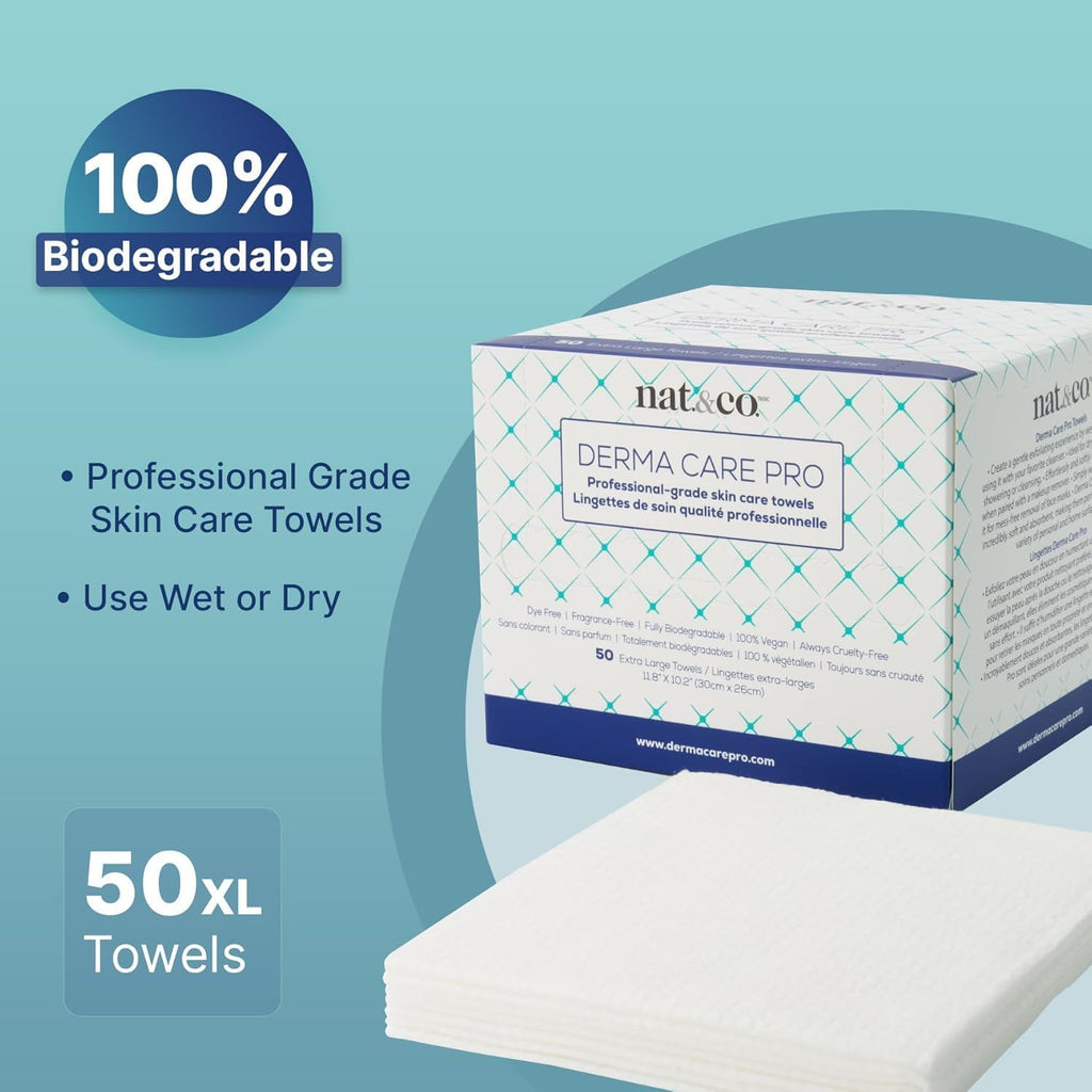 Nat and Co Derma Care Pro professional grade face towels brand logo