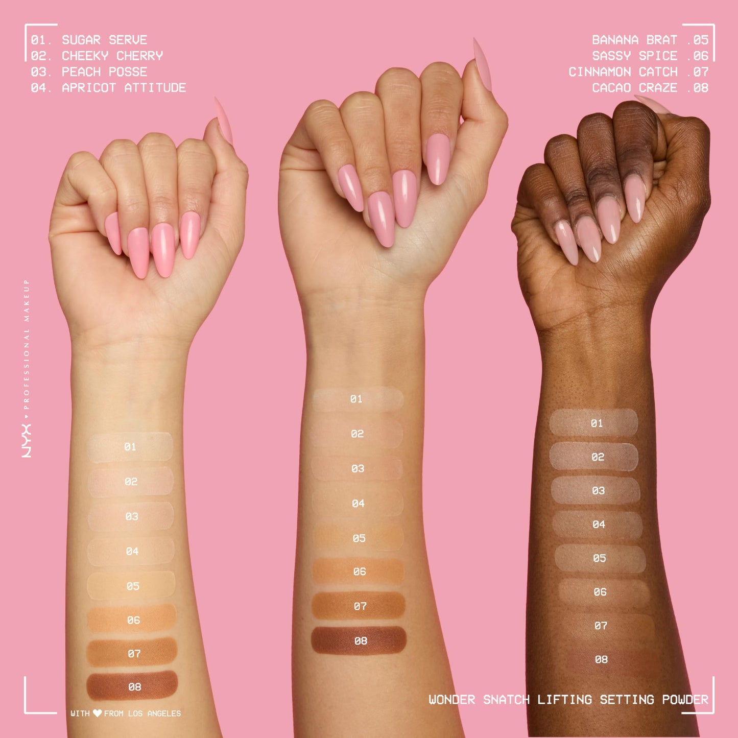 Swatch of NYX Sugar Serve translucent setting powder on skin