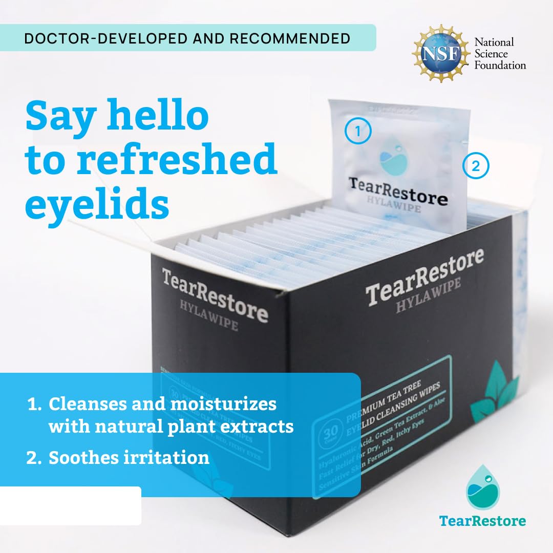 TearRestore HylaWipe eyelid cleansing wipes packaging detail