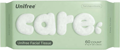 Stack of Unifree disposable skincare towels in bathroom setting