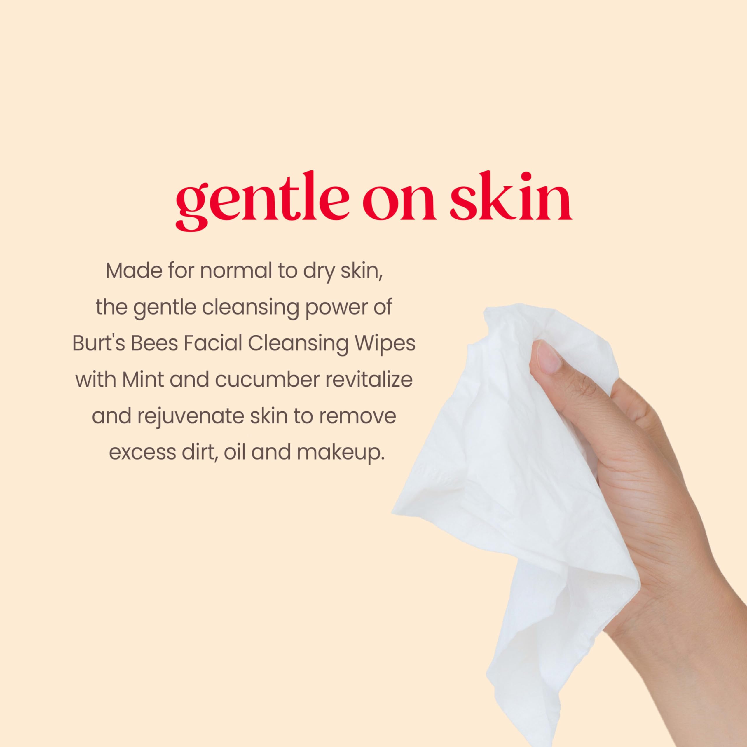 Burt's Bees facial cleansing towelettes packaging details and ingredients list