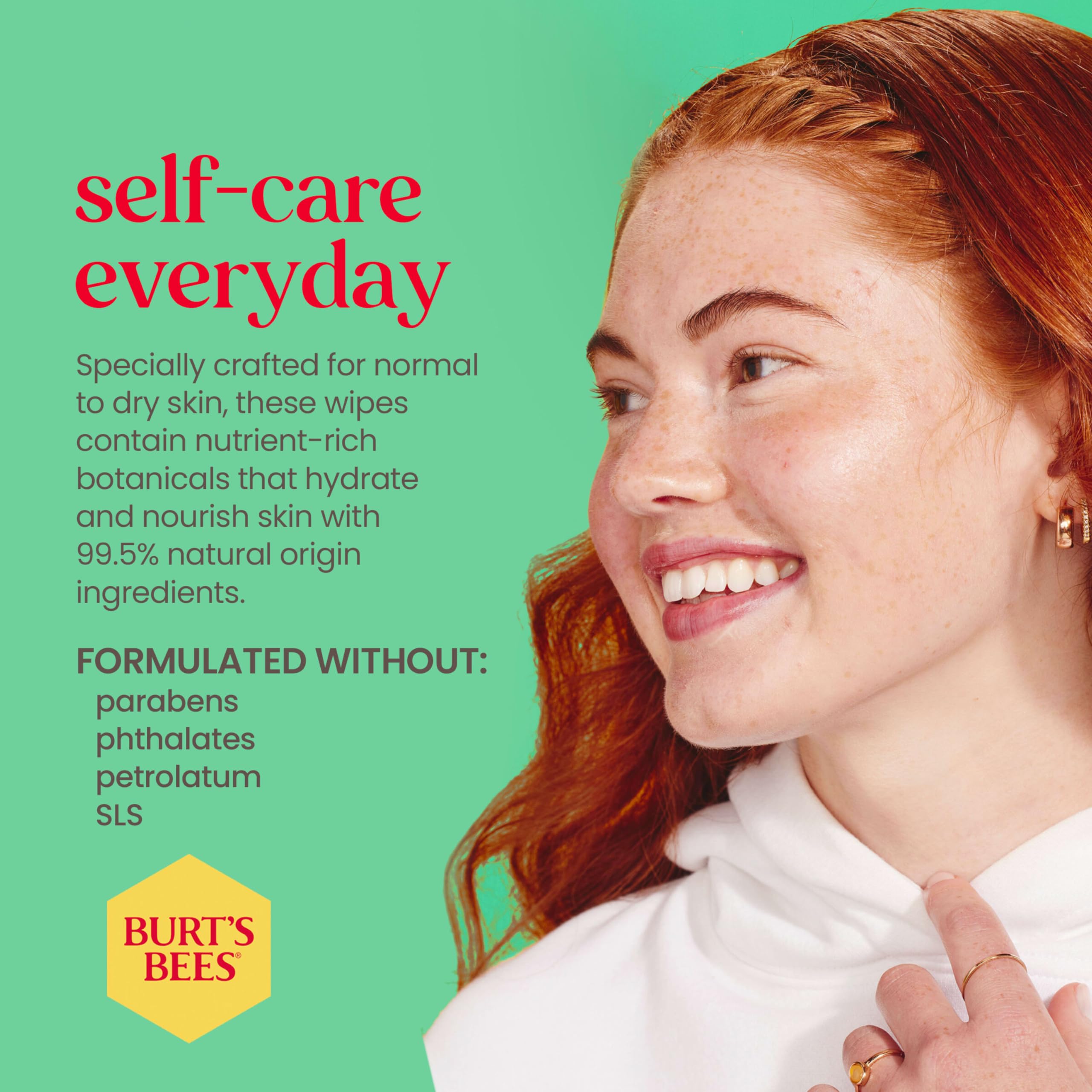 Burt's Bees plant based compostable facial wipes lifestyle image