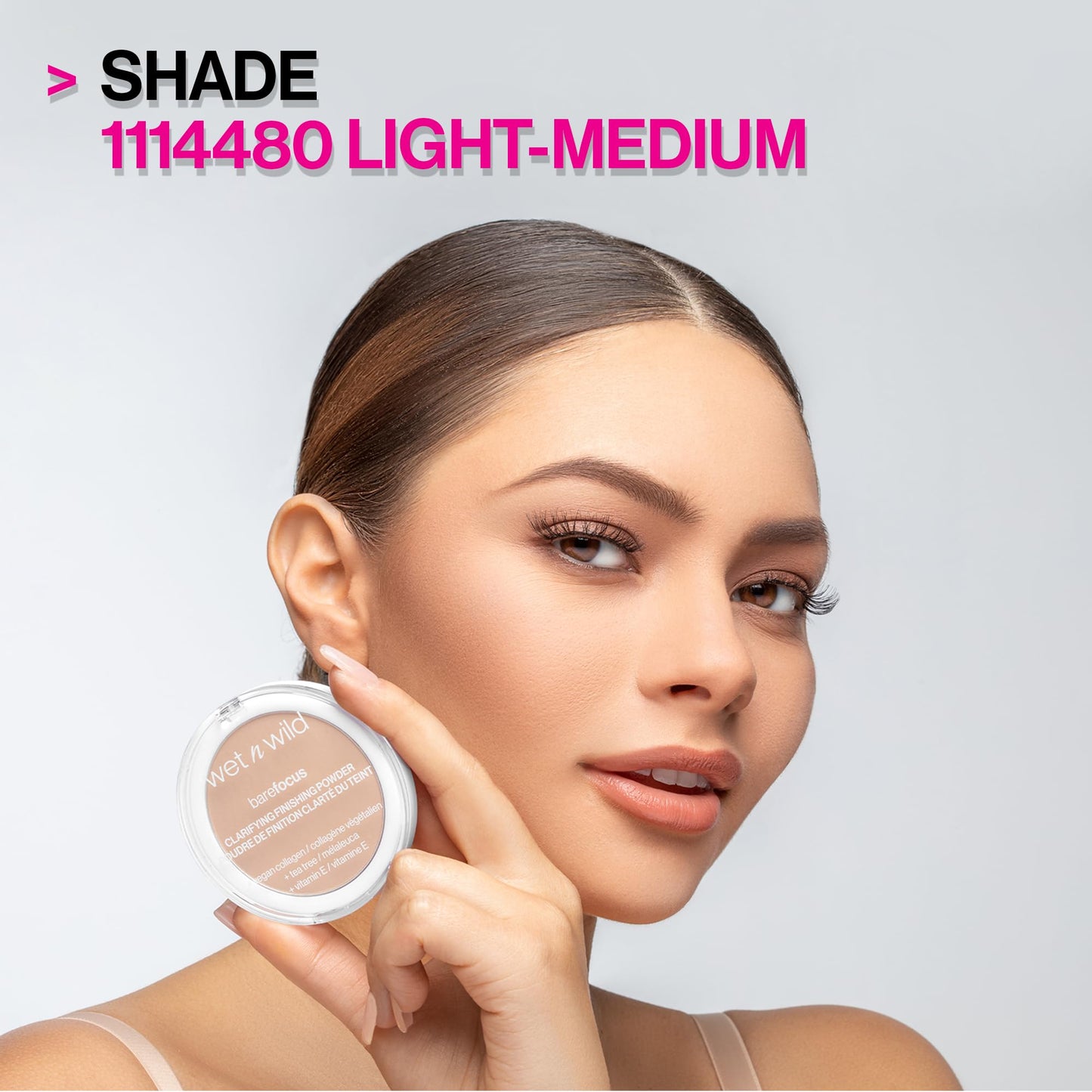Wet N Wild Bare Focus powder with makeup brush for application