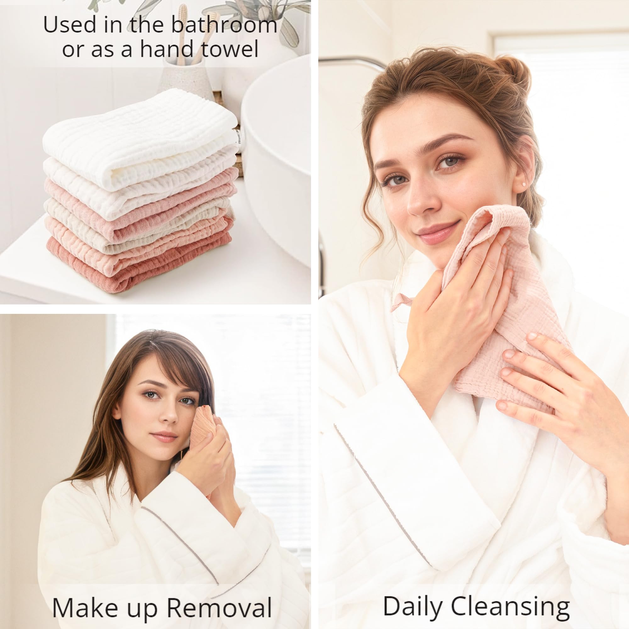 Stack of six reusable Konssy facial cleansing towels
