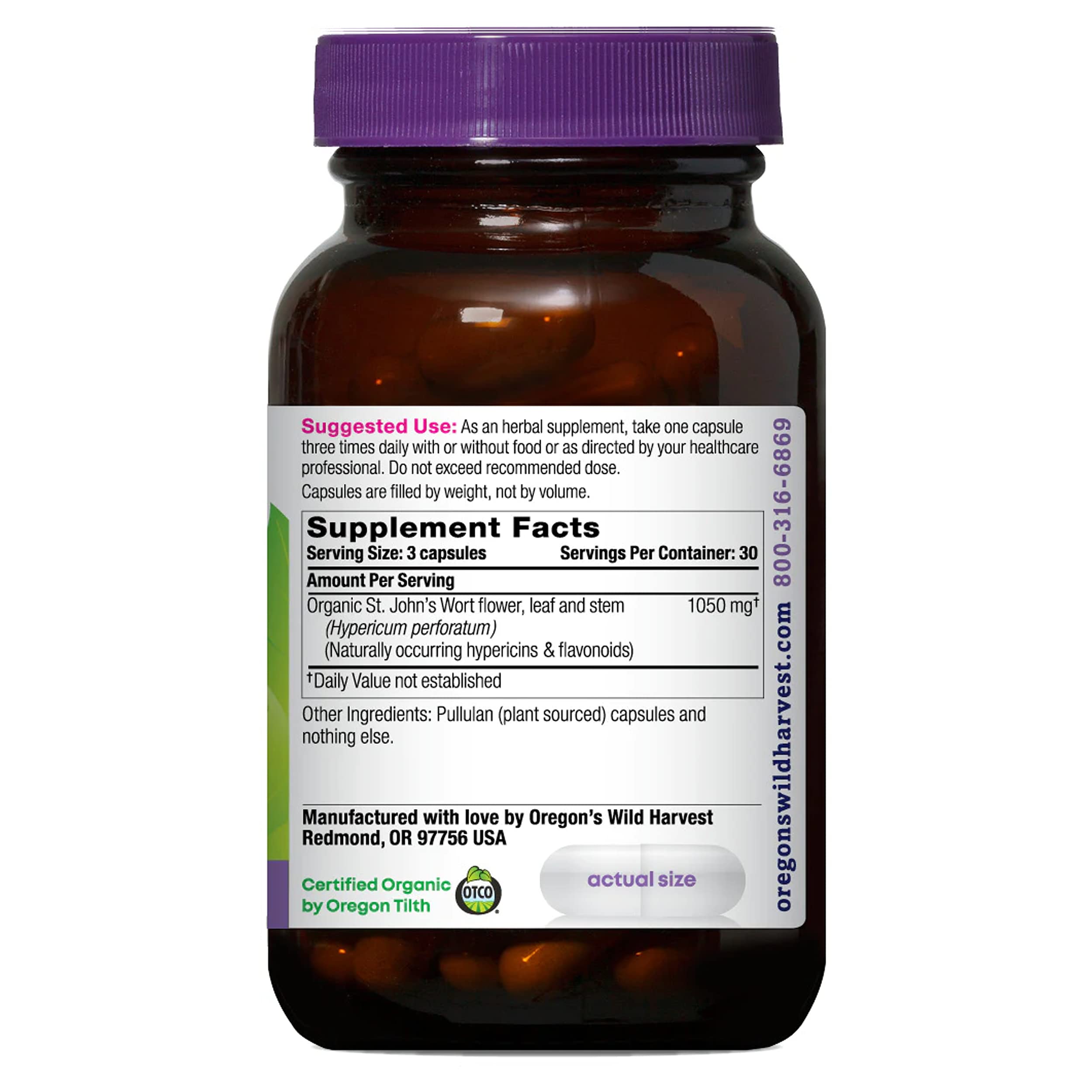 Close up of Oregon's Wild Harvest herbal supplement label