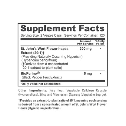 NusaPure St John's Wort 6,000mg equivalent capsules with BioPerine for enhanced absorption