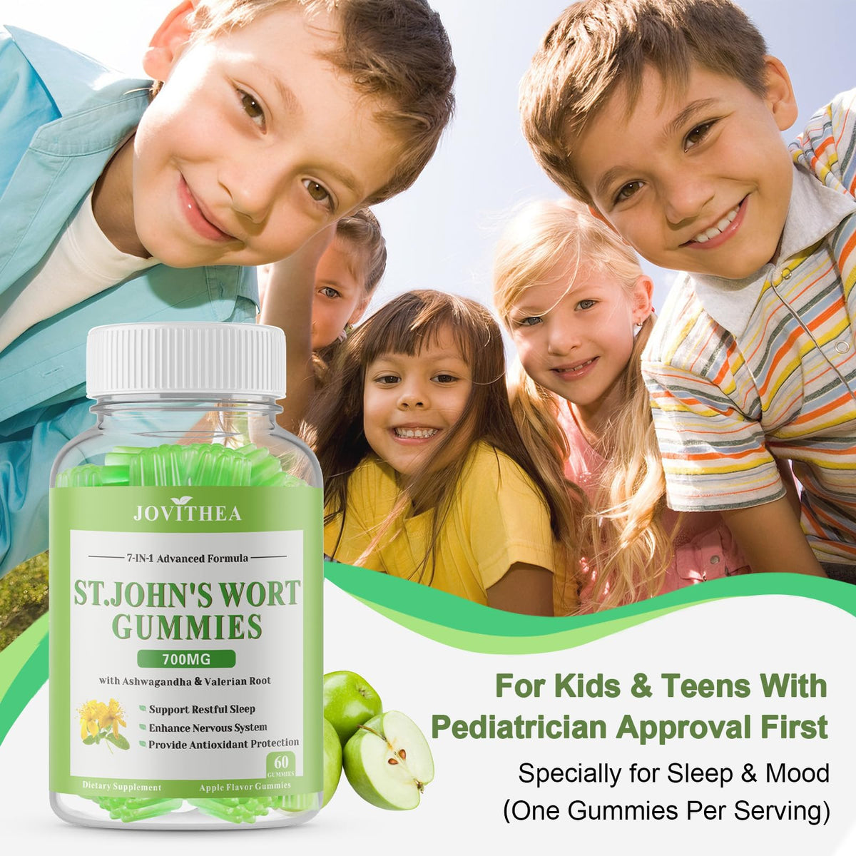 JOVITHEA St Johns Wort chewable gummies for emotional balance close up